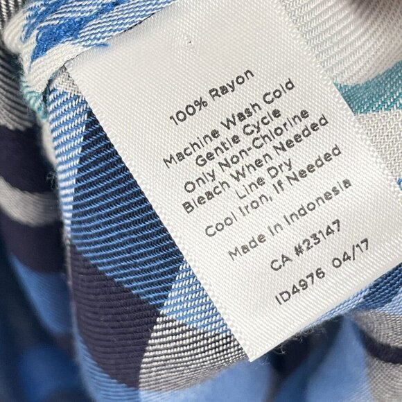 Talbots Blue Plaid Button Down Shirt Peplum Rayon Sz 2X Petite - Picture 7 of 7